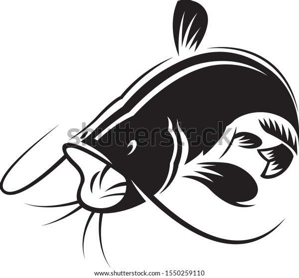 Graphic Black Catfish On White Background Stock Vector (Royalty Free ...