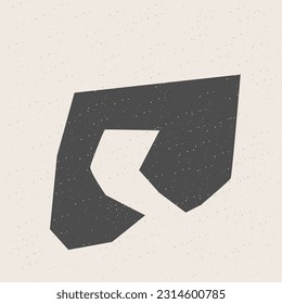 Graphic Black Cut Out Shape Geometric Symbol Icon Element Isolated on Beige Background
