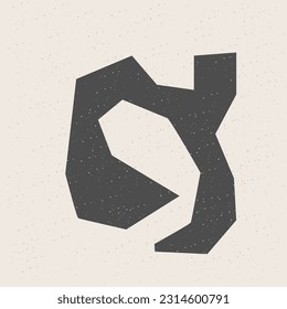 Graphic Black Cut Out Shape Geometric Symbol Icon Element Isolated on Beige Background