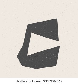Graphic Black Cut Out Shape Geometric Symbol Icon Element Isolated on Beige Background