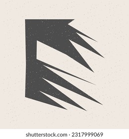 Graphic Black Cut Out Shape Geometric Symbol Icon Element Isolated on Beige Background