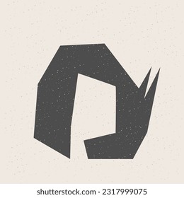 Graphic Black Cut Out Shape Geometric Symbol Icon Element Isolated on Beige Background