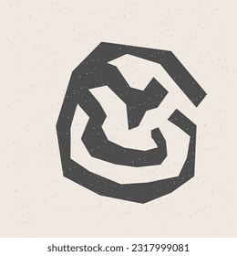Graphic Black Cut Out Shape Geometric Symbol Icon Element Isolated on Beige Background
