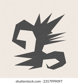 Graphic Black Cut Out Shape Geometric Symbol Icon Element Isolated on Beige Background