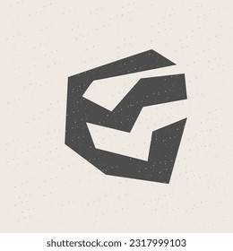Graphic Black Cut Out Shape Geometric Symbol Icon Element Isolated on Beige Background