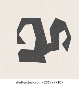 Graphic Black Cut Out Shape Geometric Symbol Icon Element Isolated on Beige Background