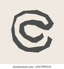 Graphic Black Cut Out Shape Geometric Symbol Icon Element Isolated on Beige Background