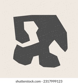 Graphic Black Cut Out Shape Geometric Symbol Icon Element Isolated on Beige Background