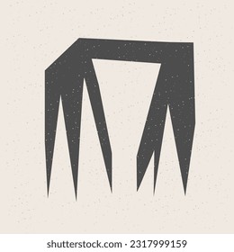 Graphic Black Cut Out Shape Geometric Symbol Icon Element Isolated on Beige Background