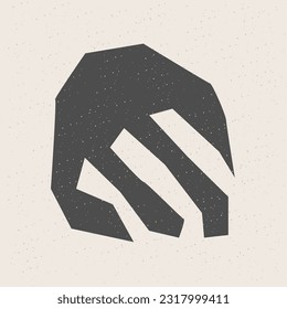 Graphic Black Cut Out Shape Geometric Symbol Icon Element Isolated on Beige Background