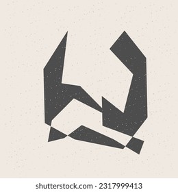 Graphic Black Cut Out Shape Geometric Symbol Icon Element Isolated on Beige Background