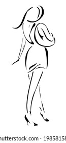 Graphic black figure girl. Vector illustration