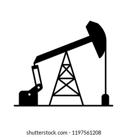 Graphic Black Flat Vector Sucker Rod Pump Icon Isolated; Oil Pump Logo For Petroleum Industry