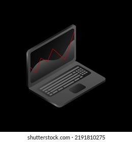 Graphic Black Laptop. Isolated Futuristic PC . Vector illustration