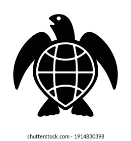 graphic black sea turtle on white background, vector