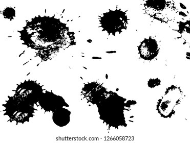 Graphic black vector blot stains on a white background. Isolated.
