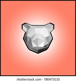 Graphic black and white bear on coral background