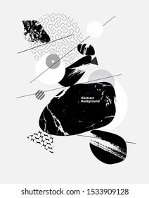 Graphic black and white composition of geometric elements