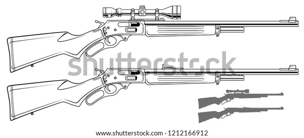 Graphic Black White Detailed Shotgun Rifle Stock Vector (Royalty Free ...