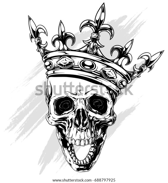 Graphic Black White Human Skull Royal Stock Vector (Royalty Free) 688797925