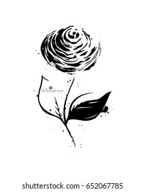 Graphic black-and-white flower hand-painted