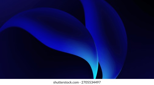 El fondo azul gráfico presenta Formas onduladas y geométricas sombreadas y sombreadas, con algunas luces azules.