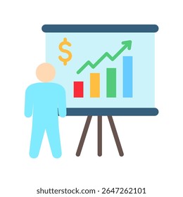 Icono de color plano de mini ilustración de Tablero gráfico, uso para periodista, transmisión, interfaz de usuario de noticias y medios, kit de UX, desarrollo de App y Web, digital o impreso.