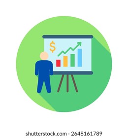 Graphic Board mini illustration rounded flat color icon, use for journalist, broadcasting, news and media UI, UX kit, app and web development, digital or print.