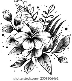 Graphic Botanical Artwork: Exploring Flora with a Touch of Elegant Sketches