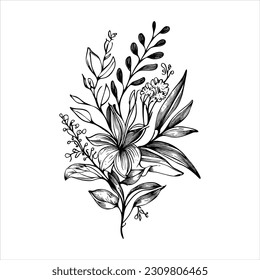 Graphic Botanical Artwork: Exploring Flora with a Touch of Elegant Sketches