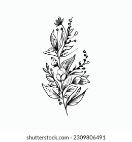 Graphic Botanical Artwork: Exploring Flora with a Touch of Elegant Sketches