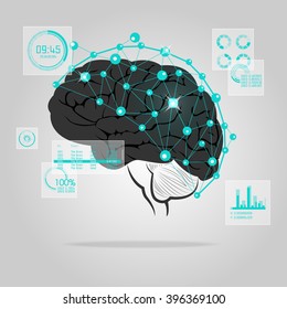 graphic of a brain in scientific look