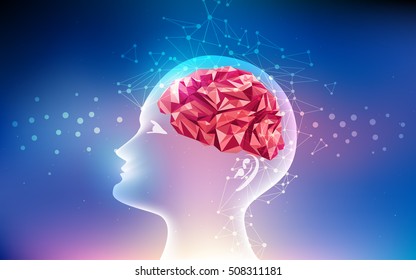 graphic of a brain in technological look; abstract technological health care; science blue print; futuristic backdrop; digital blueprint of brain; 3D body part of human
