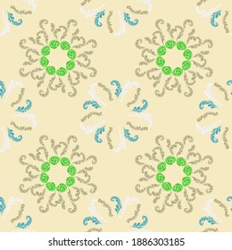 Graphic branches elegant seamless floral motif pattern, stylized flowers organic print, vector ornate background. Vintage floral stylized organic seamless fabric print vector with flowers, twigs.