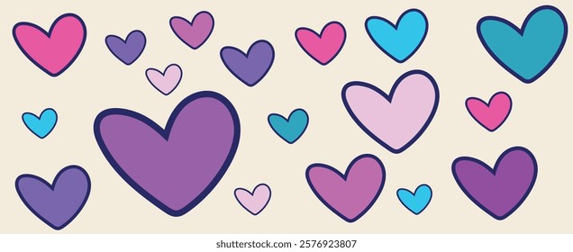 graphic bright hearts. vector image. background for Valentine's Day decoration, February 14th, love.