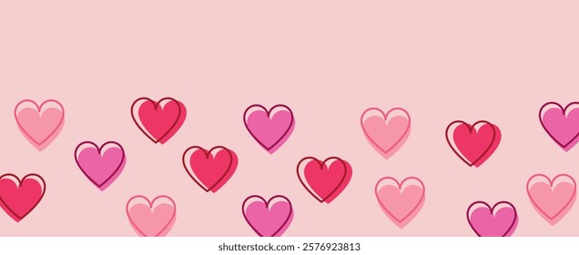 graphic bright hearts. vector image. background for Valentine's Day decoration, February 14th, love.