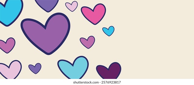 graphic bright hearts. vector image. background for Valentine's Day decoration, February 14th, love.