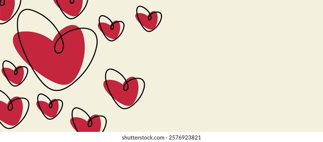 graphic bright hearts. vector image. background for Valentine's Day decoration, February 14th, love.