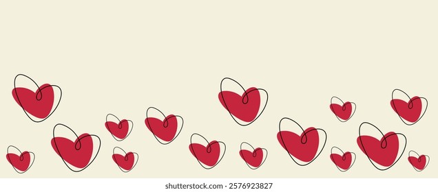 graphic bright hearts. vector image. background for Valentine's Day decoration, February 14th, love.