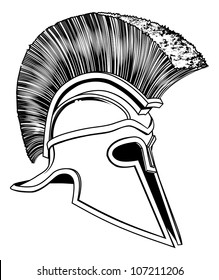 Graphic of a bronze Trojan Helmet, Spartan helmet, Roman helmet or Greek helmet. Corinthian style.