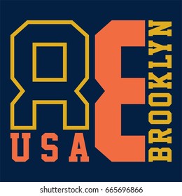 graphic brooklyn usa for shirt and print