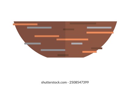 A graphic of a brown bowl with abstract lines on a white background, symbolizing simplicity, earth, and minimalistic design. Suitable for eco-friendly and natural themes.