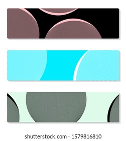 graphic bubbles banners set in soft blue pink shades