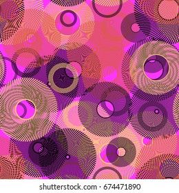 graphic bubbles seamless tile in magenta and orange shades