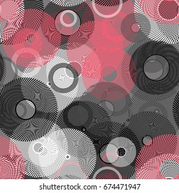 graphic bubbles seamless tile in pink and silver shades