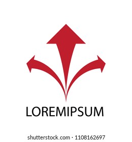 Graphic business logo vector. Design three arrow red on white background. Design print for company identity, symbol, icon, sign. Set 1