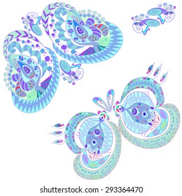 graphic butterfly turquoise and blue. Vector Illustrator