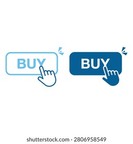 Graphic buy now button icons with hand pointers