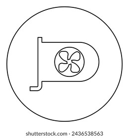Graphic card GPU PC personal computer hardware components icon in circle round black color vector illustration image outline contour line thin style