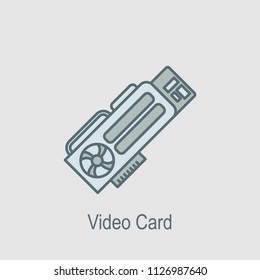 Graphic card icon. Element of computer parts with name icon for mobile concept and web apps. Filled outline Graphic card icon can be used for web and mobile on gray background